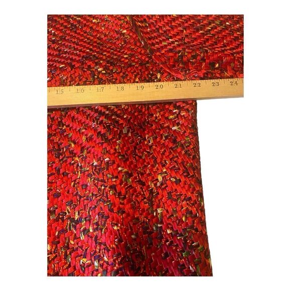 Vintage Chico's Art-to-Wear Red Multi Satin Silk Basket Woven Jacket Sz 1 (med) - Picture 6 of 8